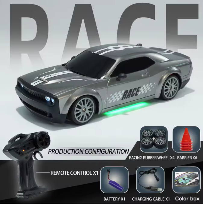 Auto control remoto (RC) modelo Dodge Challenger 4WD RC escala 1:24