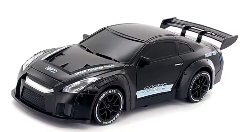 Auto a control remoto Nissan GT Negro a escala alta velocidad