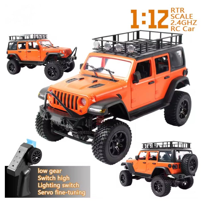 Auto RC Jeep Wrangler Naranjo a escala 1:12 con control remoto 2.4G