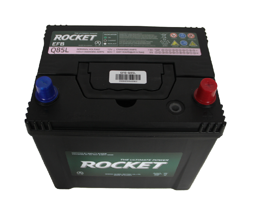Bateria 65ah EFB Rocket Q85 600cca (-/+)
