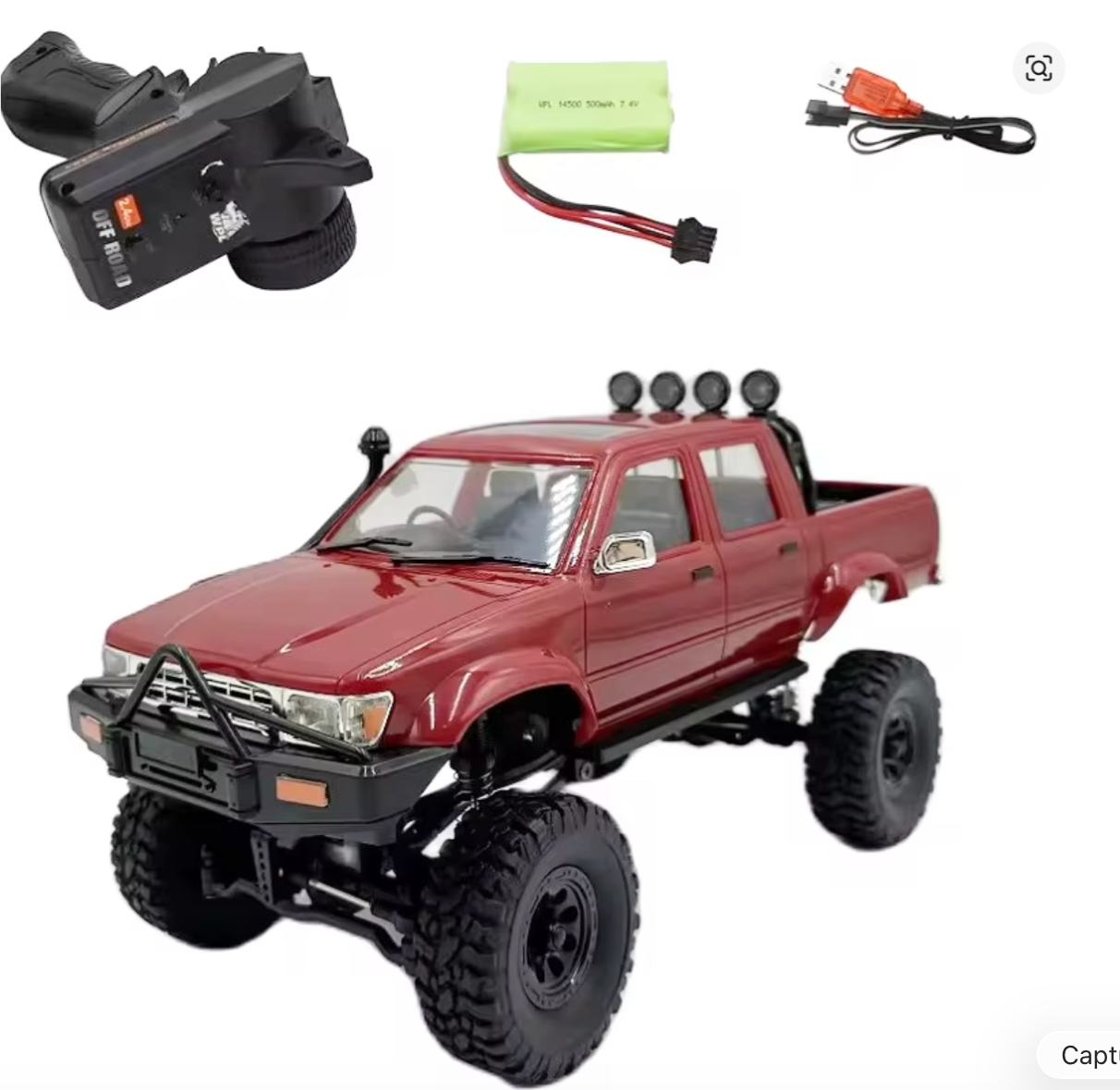 Auto a Control Remoto 1:16 Toyota Hailux Roja 2,4G 4WD