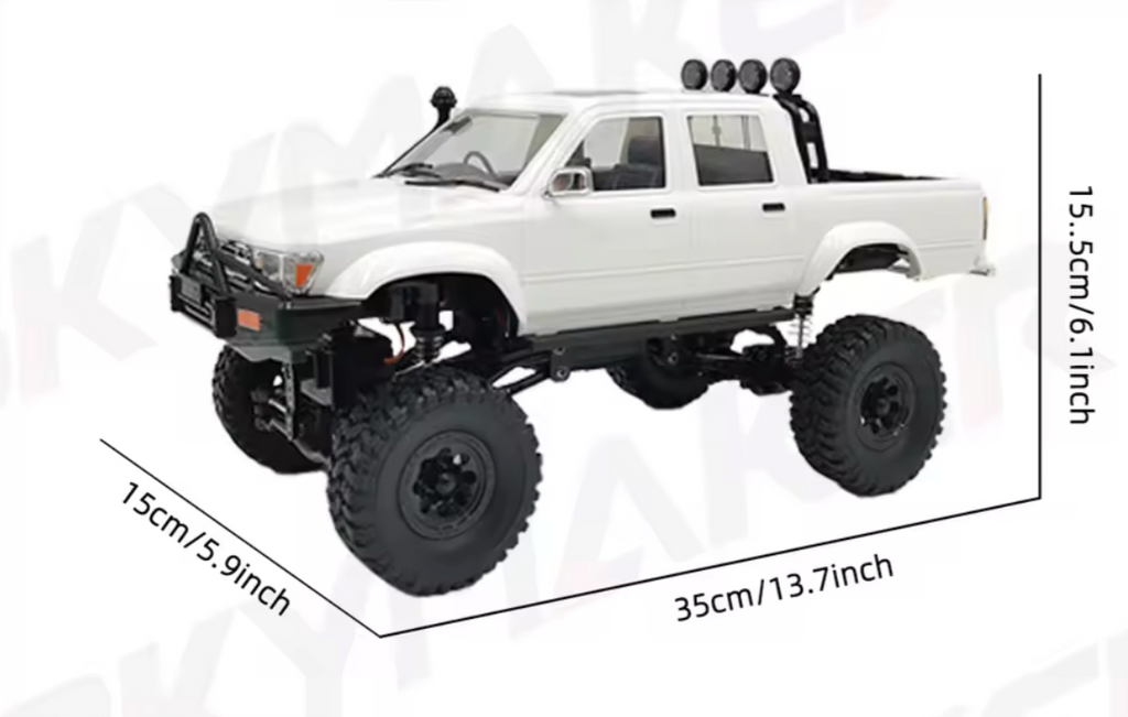 Auto RC Toyota Hilux 1:16 4WD 2.4G — Rojo y Blanco