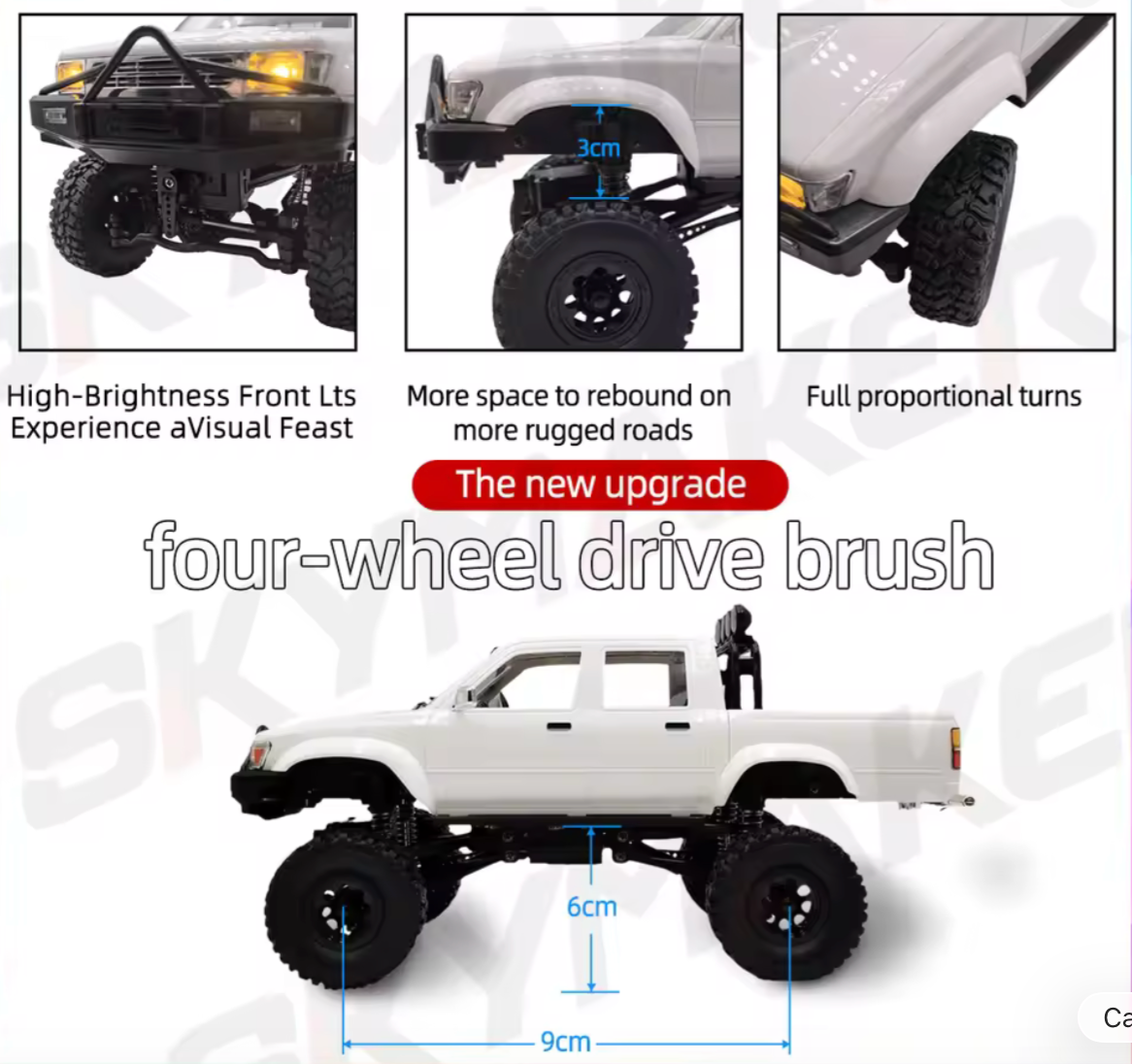 Auto a Control Remoto 1:16 Toyota Hailux Roja 2,4G 4WD