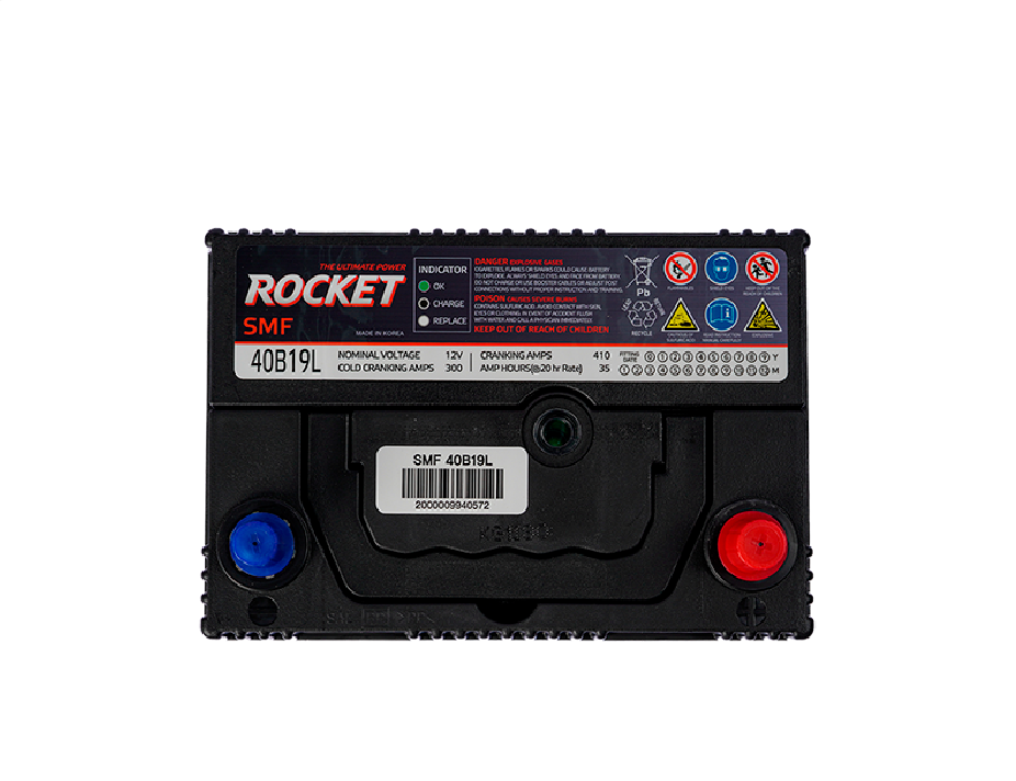 Batería Rocket SMF 40B19L 35Ah 330CCA (-/+)