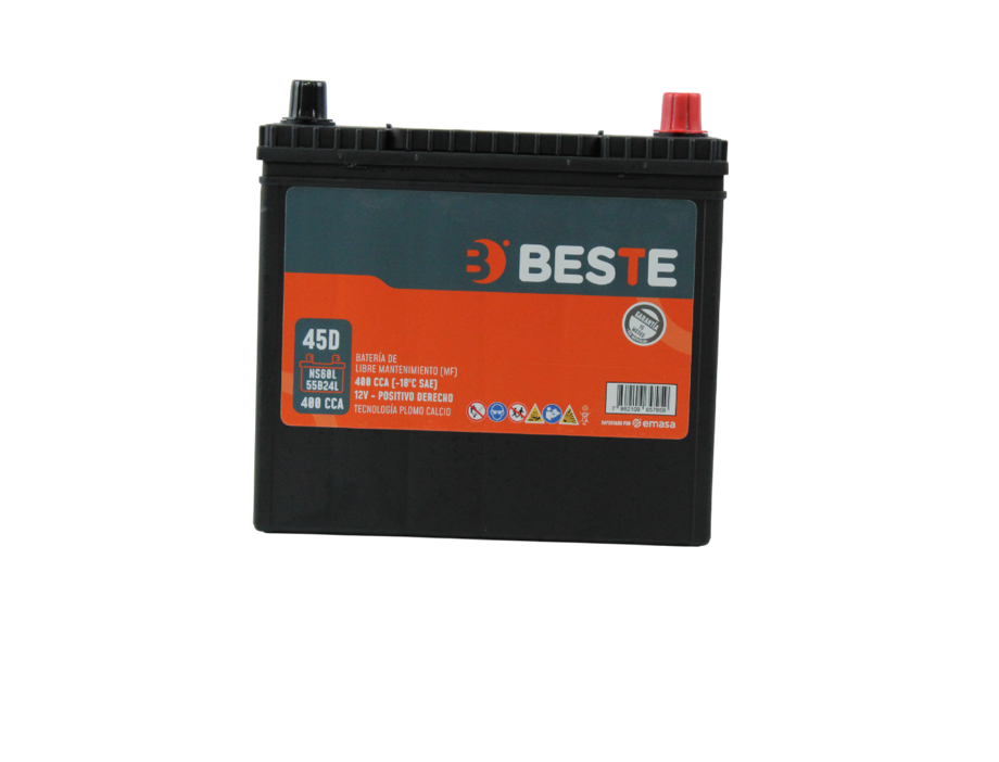 Batería BESTE 45AH 400CCA MF NS60L – Libre de Mantenimiento