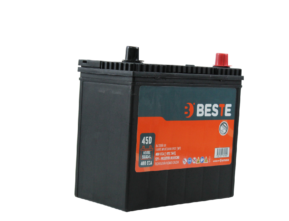 Batería BESTE 45AH 400CCA MF NS60L – Libre de Mantenimiento
