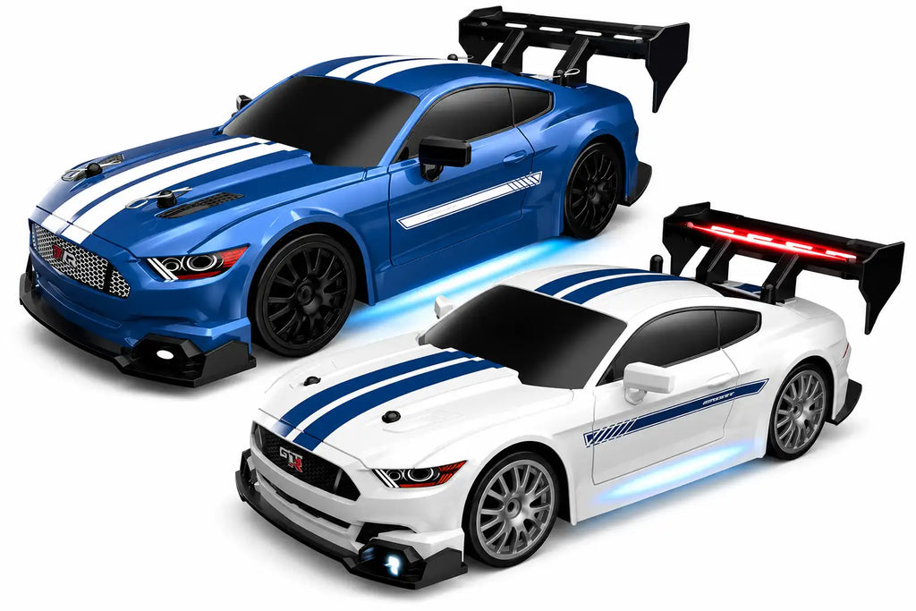 Auto RC Ford Mustang Drift 1:24 2.4G — Blanco y Azul