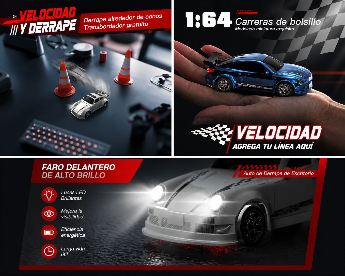 Auto de Carreras RC 1:64 – Control Remoto 4 Ruedas Escala Real