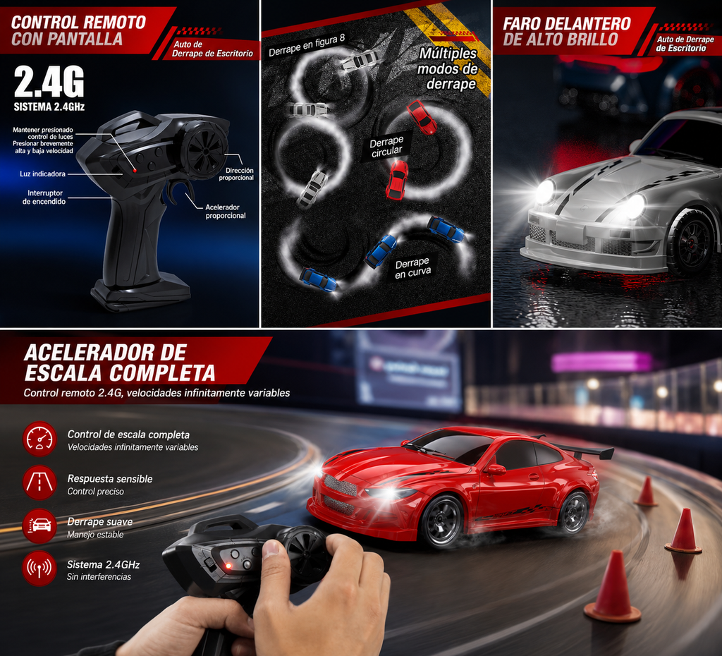 Auto de Carreras RC 1:64 – Control Remoto 4 Ruedas Escala Real