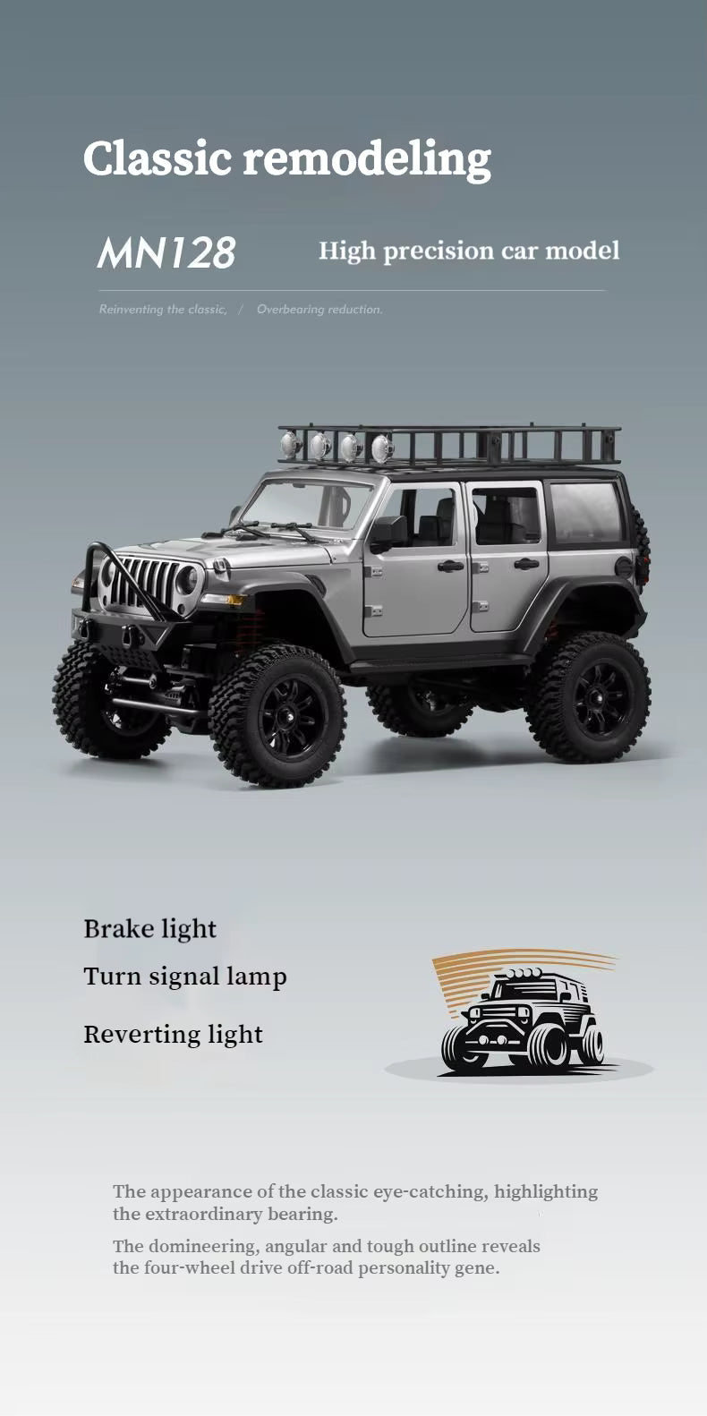 Auto RC Jeep Wrangler Naranjo a escala 1:12 con control remoto 2.4G