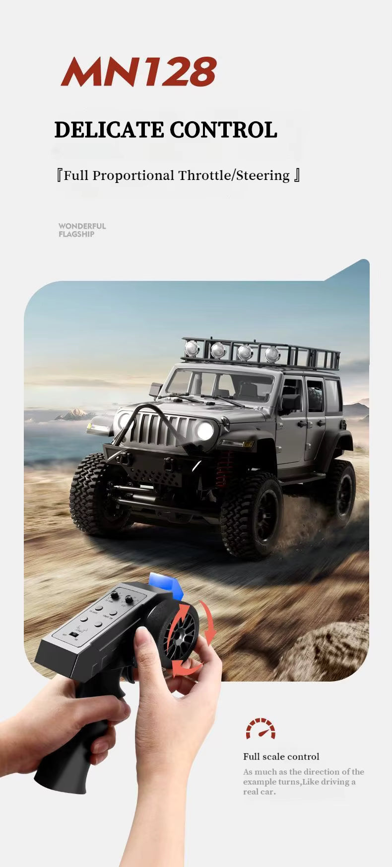 Auto RC Jeep Wrangler Naranjo a escala 1:12 con control remoto 2.4G