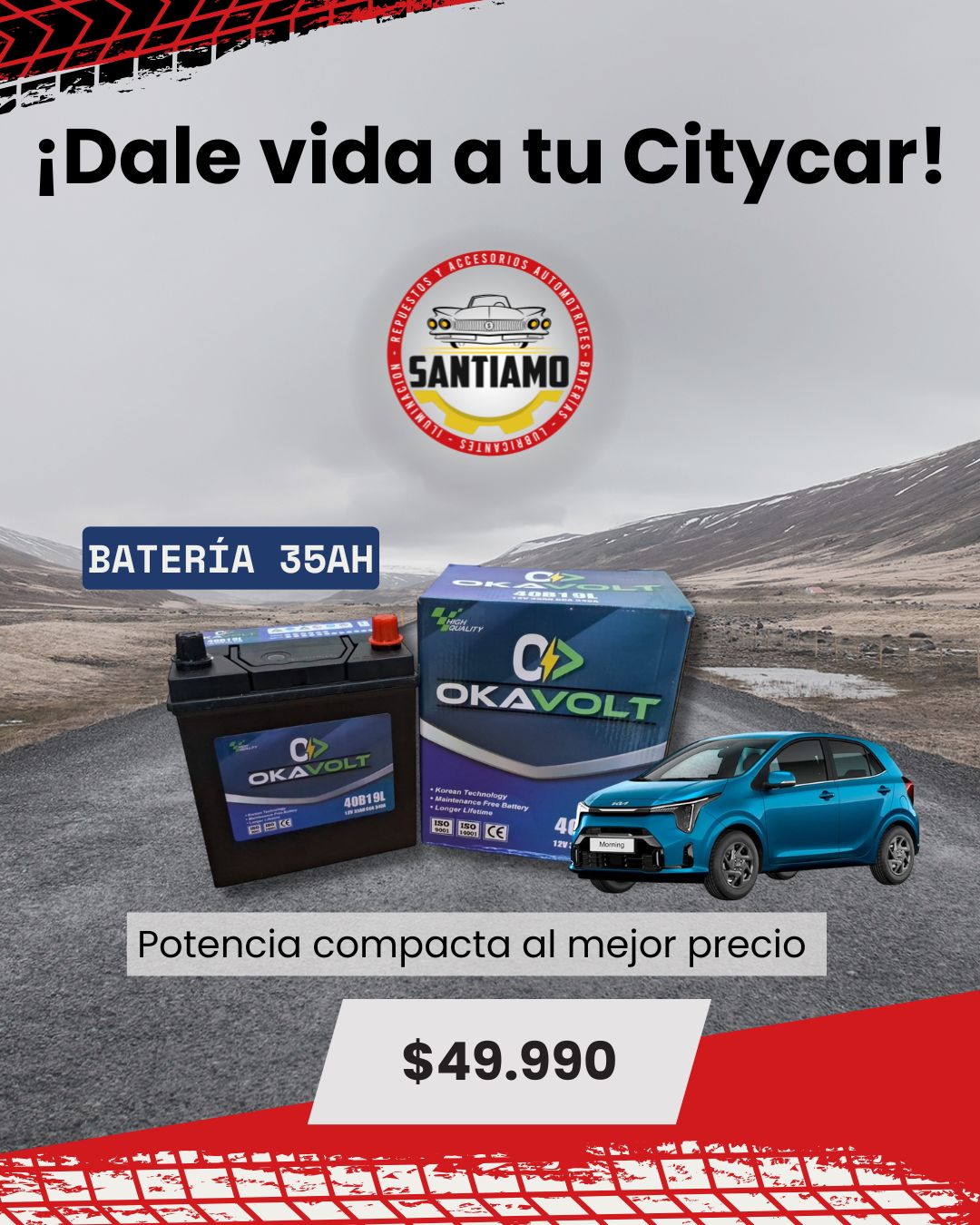 Batería Okavolt 35AH(-/+) 340cca 40B19L