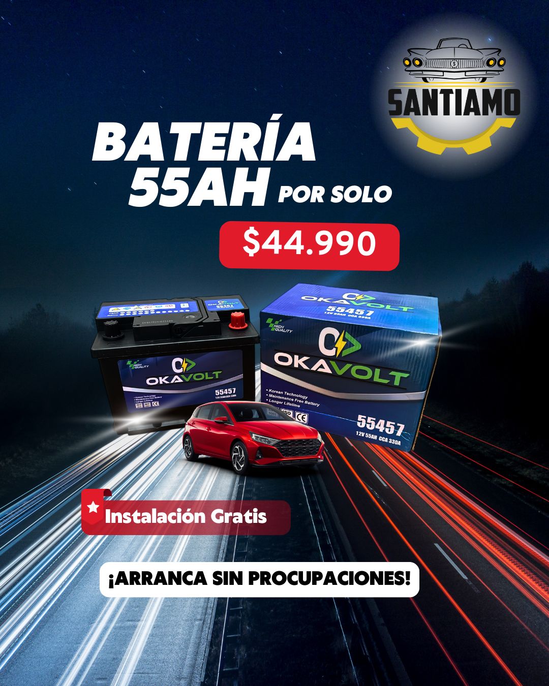 Bateria 55AH Okavolt (-/+) 330 cca 55457