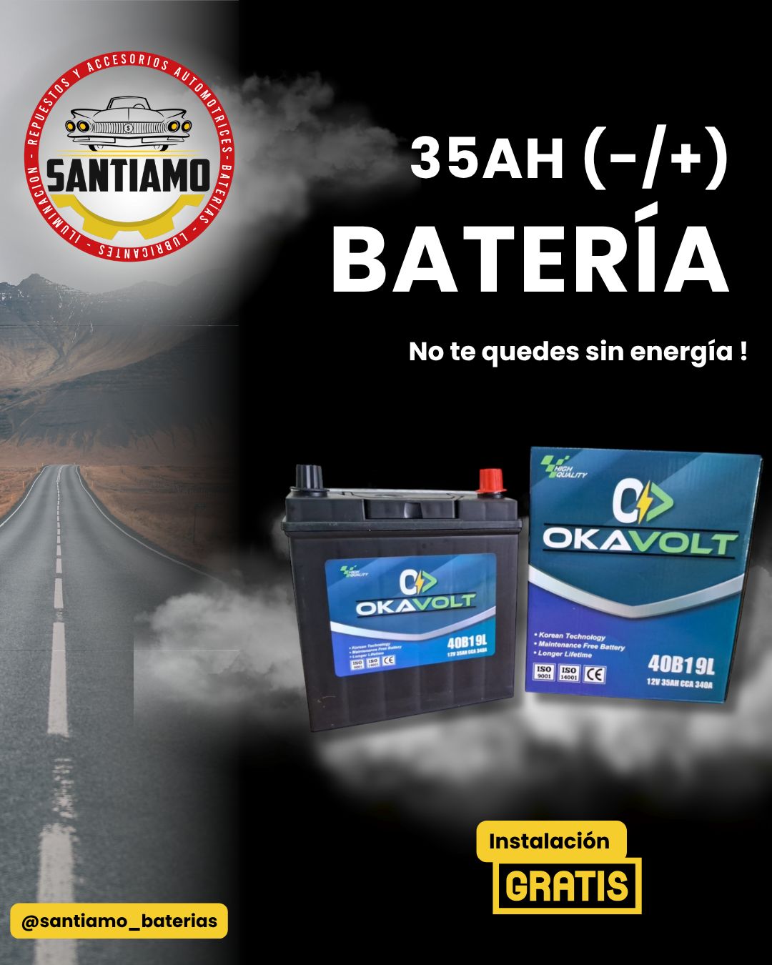 Batería Okavolt 35AH (-/+)400cca 54321