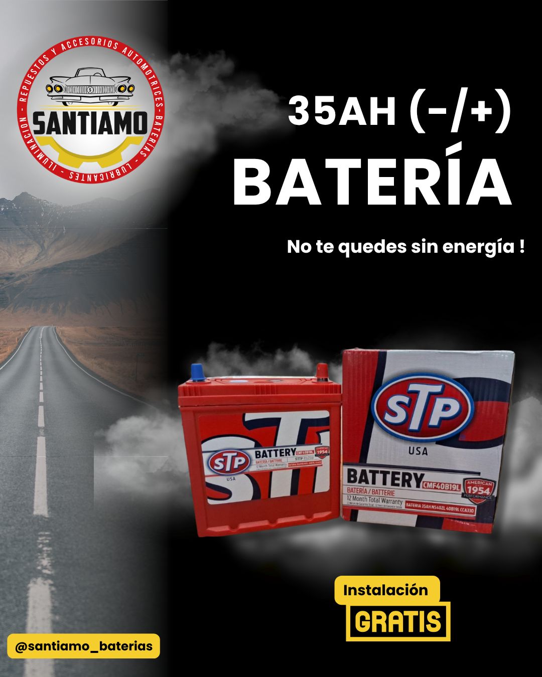 Batería STP 35AH(-/+) 330cca 40B19L