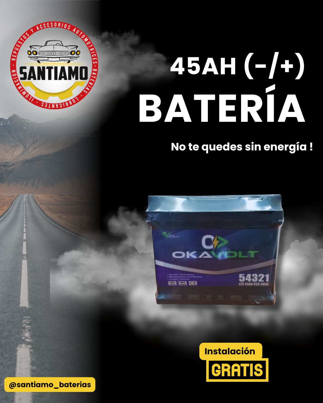 Batería Okavolt 45AH(-/+) 400cca 54321