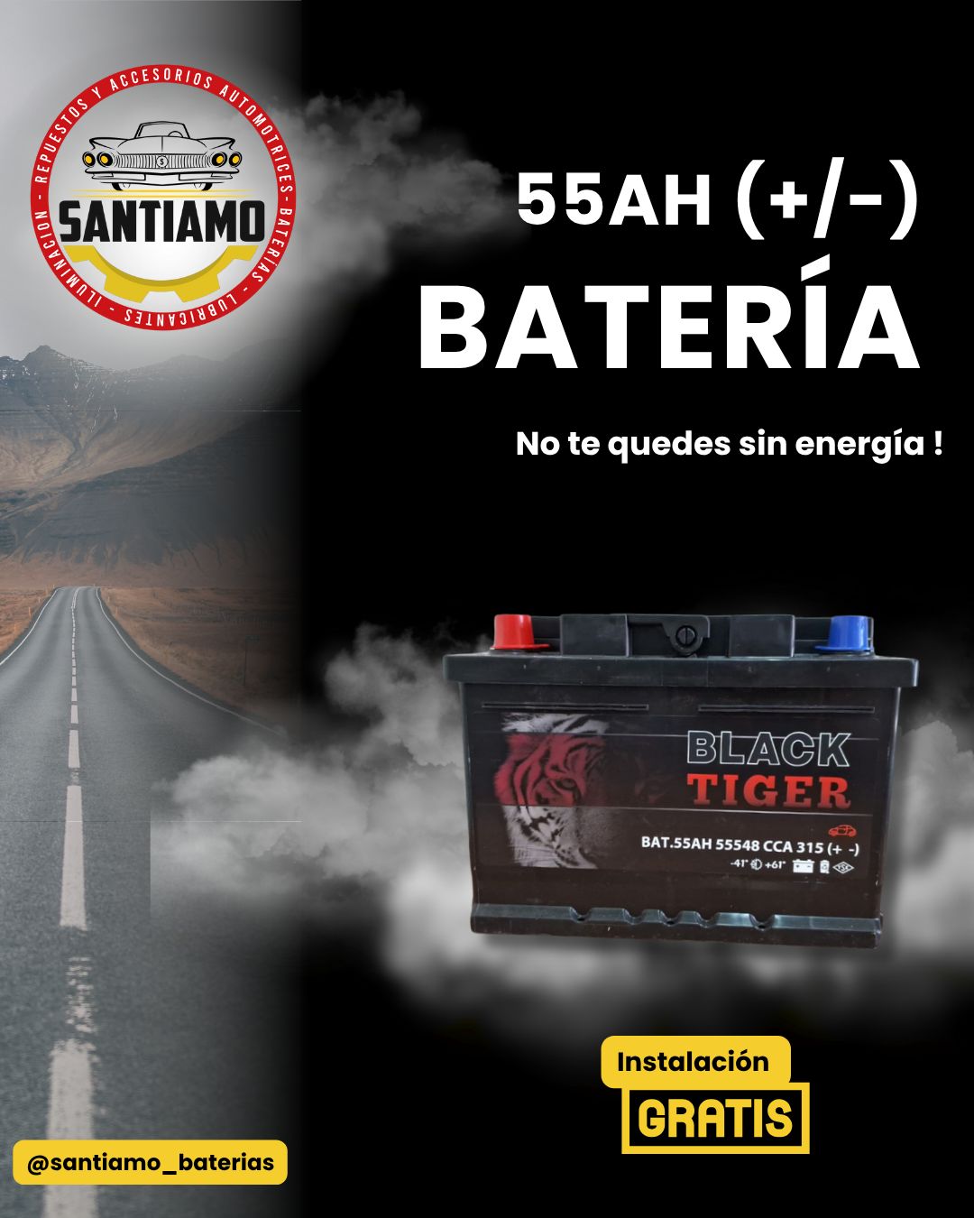 Batería Tiger 55AH(+/-) 315cca