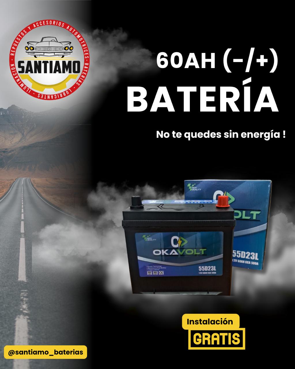 Batería Okavolt 60AH (-/+) 500cca 55D23L