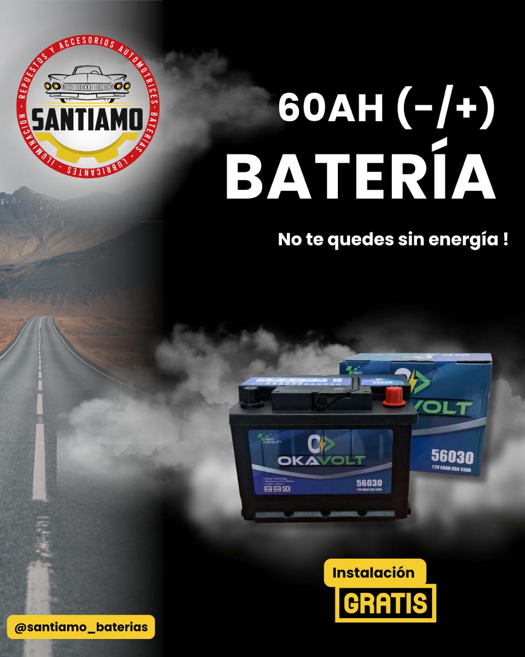 Batería Okavolt 60AH(-/+) 550cca 56030