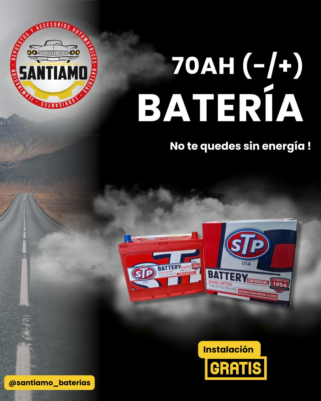 Batería STP 70AH(-/+) 550cca 80D26L