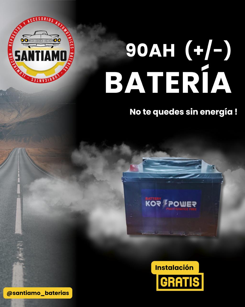 Batería KorPower 90AH(+/-) 620cca KP90E