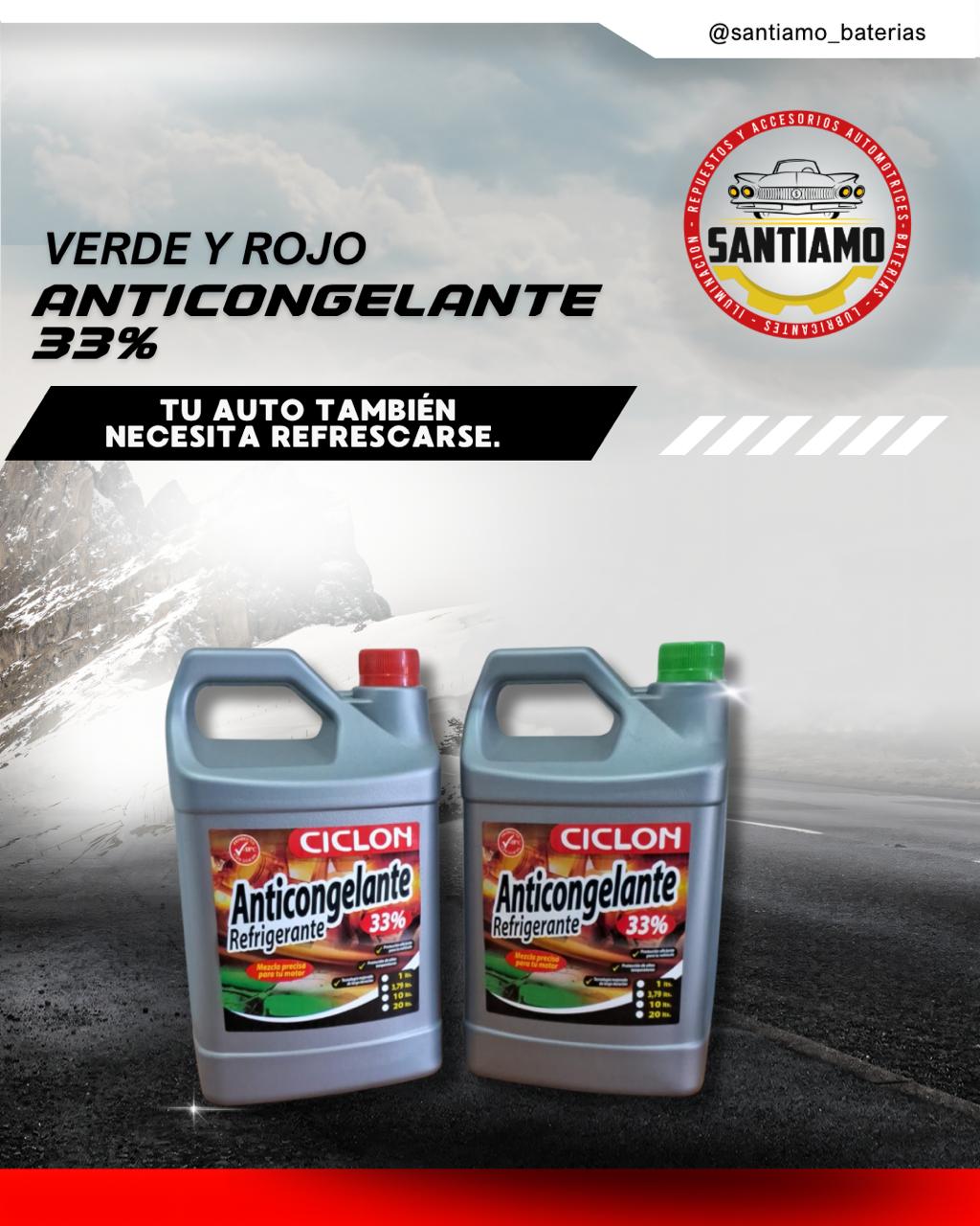 Anticongelante 33% Verde y rojo 3,75LTs