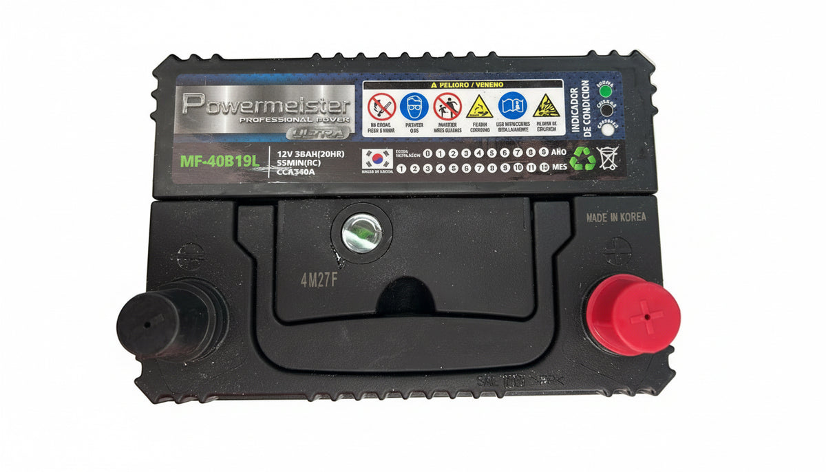 Batería Powermeister 38Ah 340CCA MF 40B19L | Proveedor Oficial Gildemeister