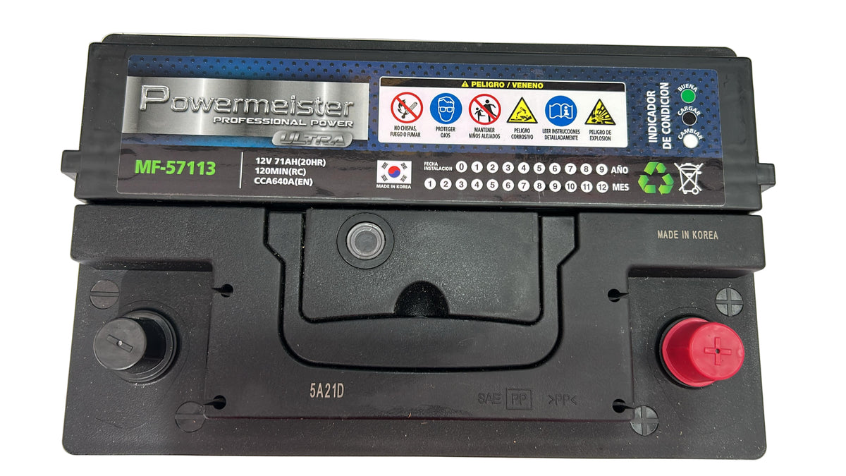Batería Powermeister 71Ah 650CCA MF 57113 | Proveedor Oficial Gildemeister