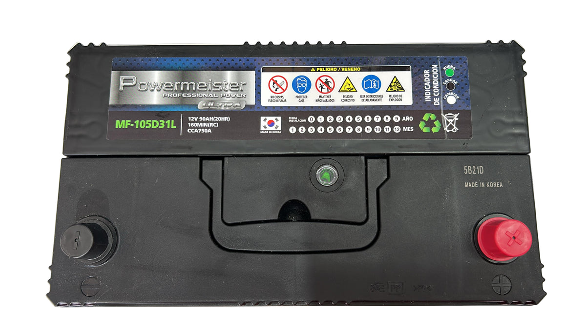 Batería Powermeister 90Ah 750CCA MF 105D31L | Proveedor Oficial Gildemeister