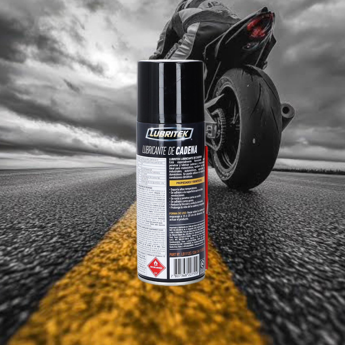 LUBRITEK Lubricante de Cadena Moto 450 ml LB1112C